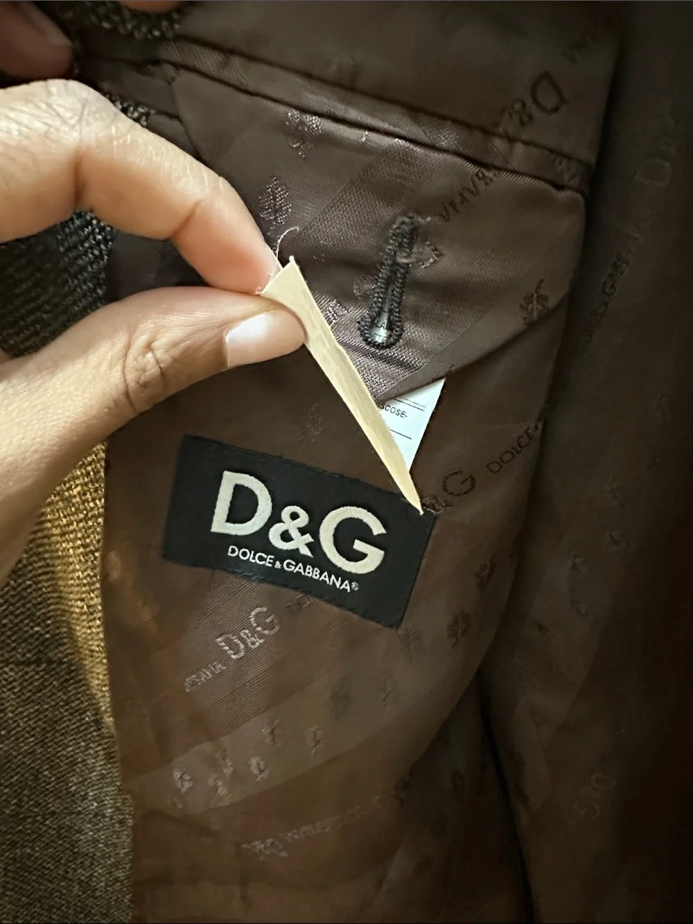 D&G Vintage Brown Windowpane Wool-Blend Blazer